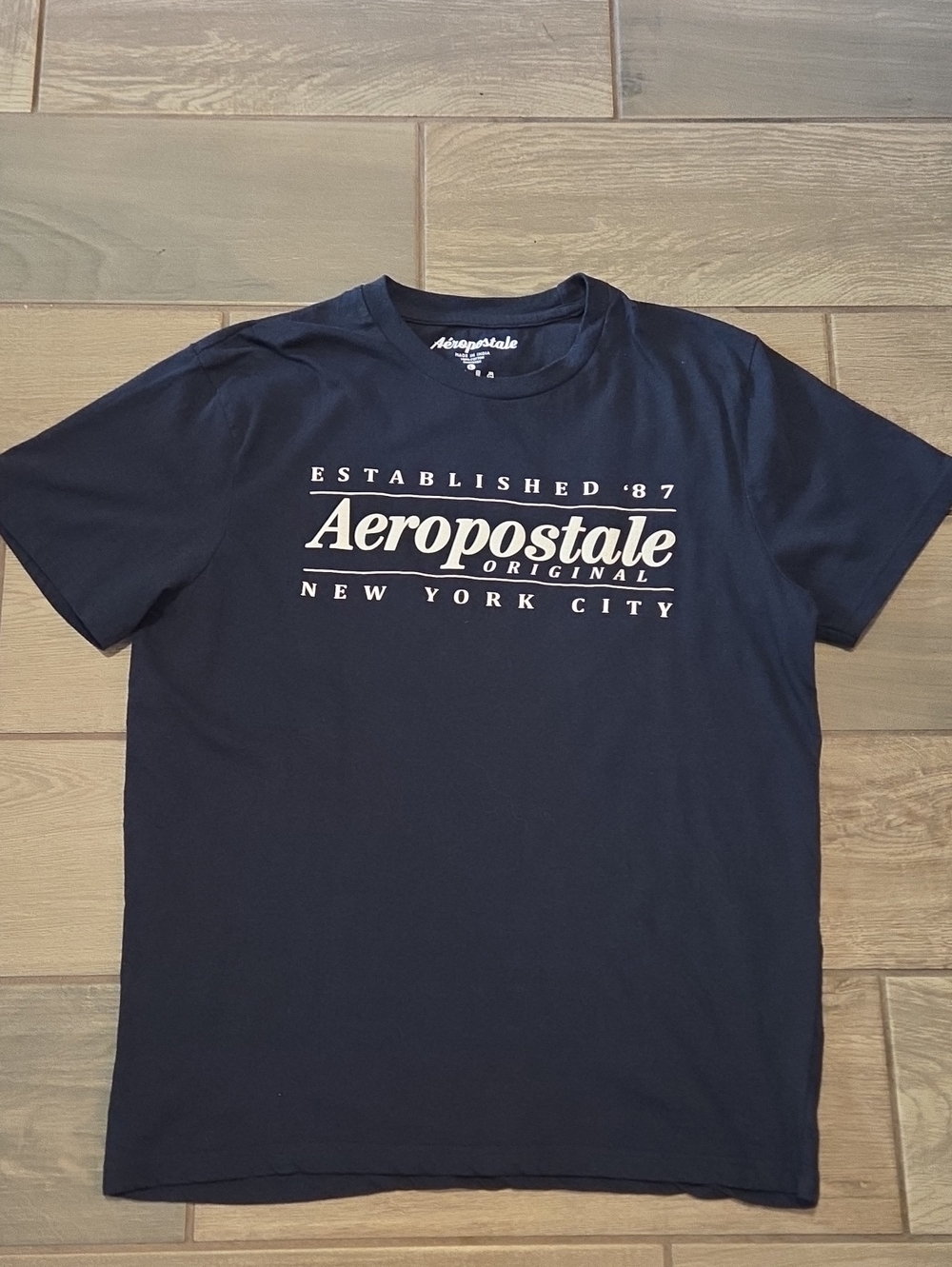 Aeropostale Men's Navy Short Sleeve Logo Tee